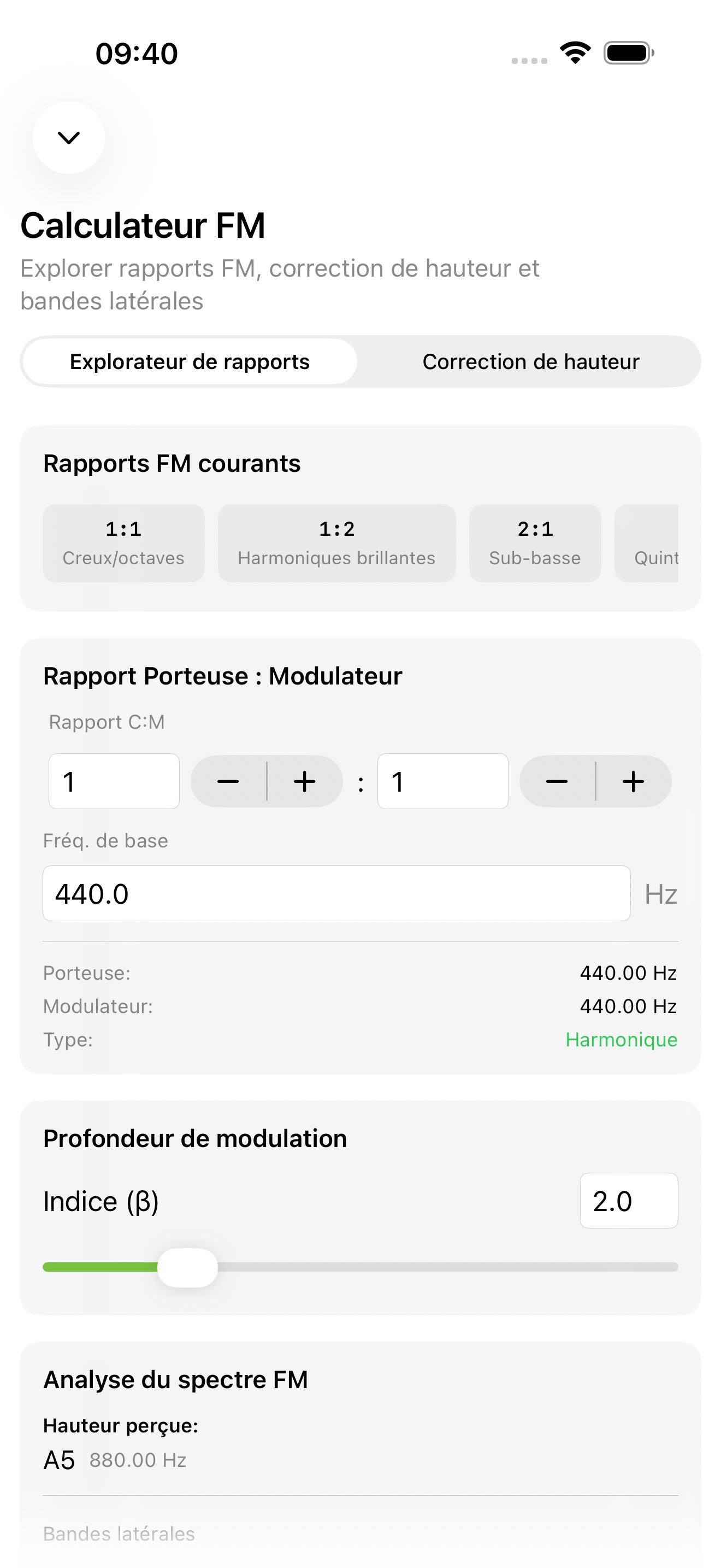 Calculateur FM sur iPhone